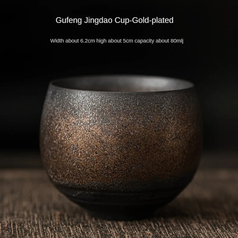 Wabi-Sabi Handcrafted Stoneware Tea Cup: Artisanal Earth-Toned Tasting Cup