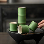 Green Glaze Bamboo Tea Cup