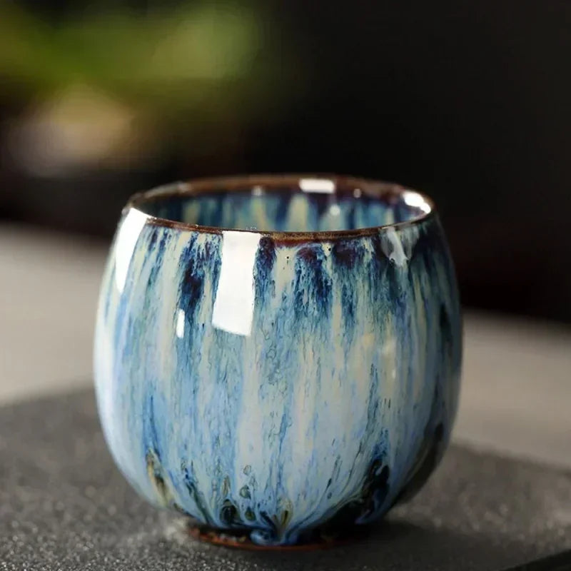 Japanese Style Vintage Kung Fu Ceramic Water Cup (Artisan Tenmoku Teacup)