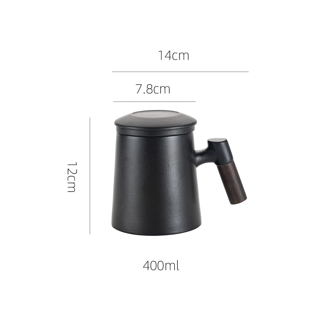 Ceramic Tea Cups Mugs with Lids Set- Filtered Tea Separation System