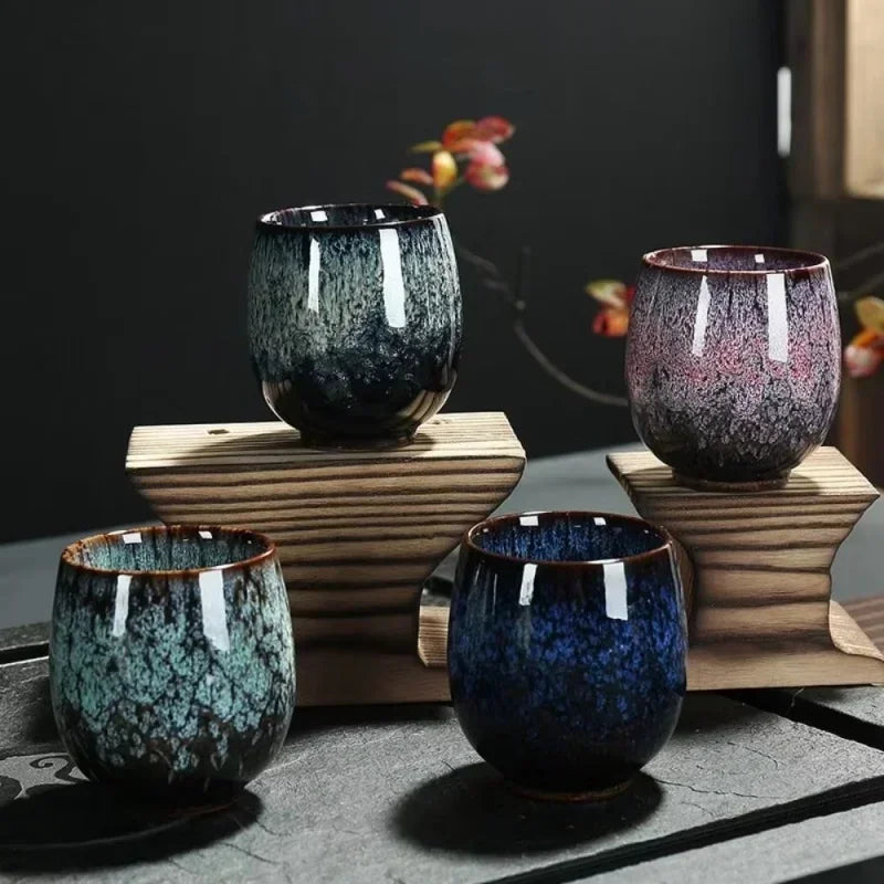 Japanese Style Vintage Kung Fu Ceramic Water Cup (Artisan Tenmoku Teacup)