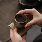 Wabi-Sabi Handcrafted Stoneware Tea Cup: Artisanal Earth-Toned Tasting Cup