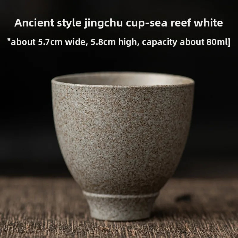 Wabi-Sabi Handcrafted Stoneware Tea Cup: Artisanal Earth-Toned Tasting Cup