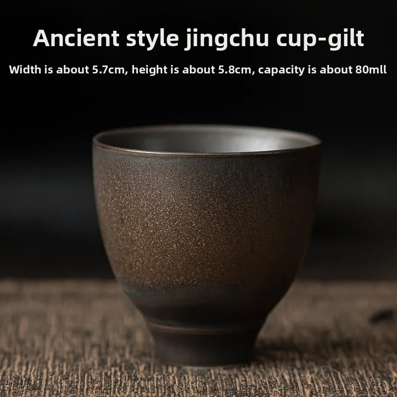 Wabi-Sabi Handcrafted Stoneware Tea Cup: Artisanal Earth-Toned Tasting Cup