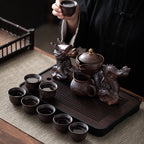 Asian Dragon Tea Set with Semi-Automatic Dragon Teapot